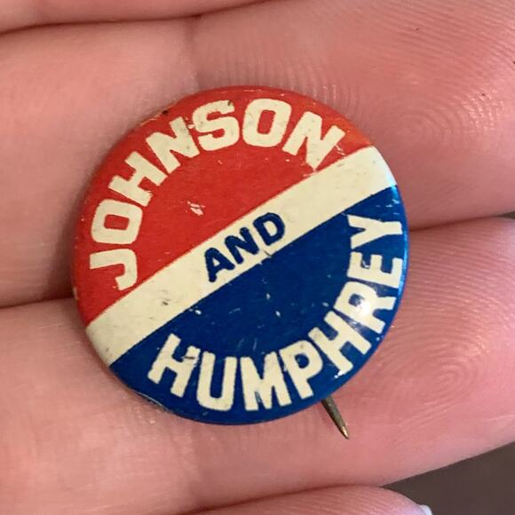 1964 Lyndon B. Johnson Hubert Humphrey Union Made in USA Campaign Button - Picture 7 of 7